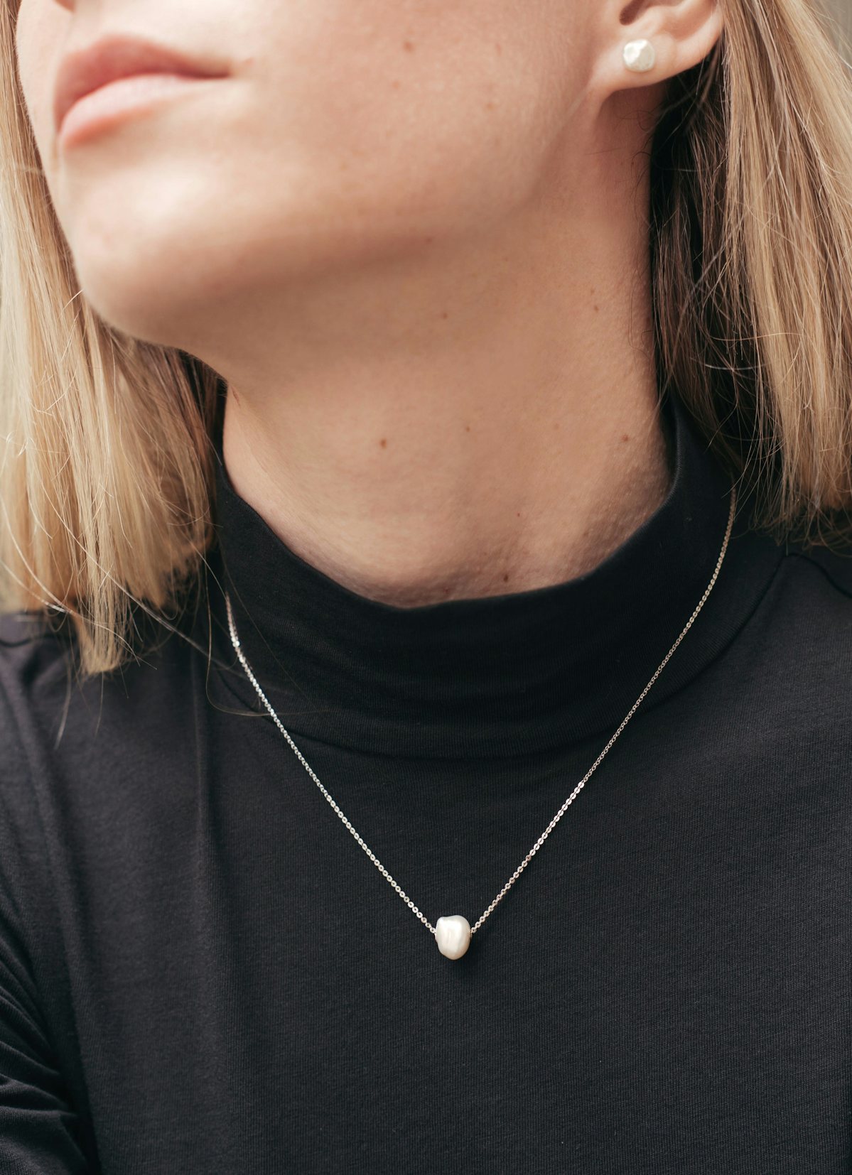 Mini Baroque Pearl Necklace in Sterling Silver