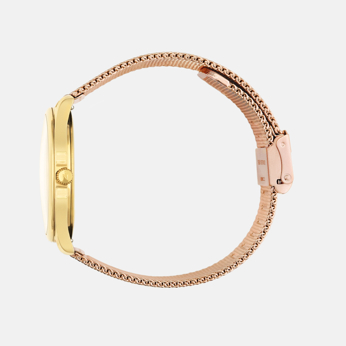 Lune 8 - Gold and White - Rose Gold Mesh