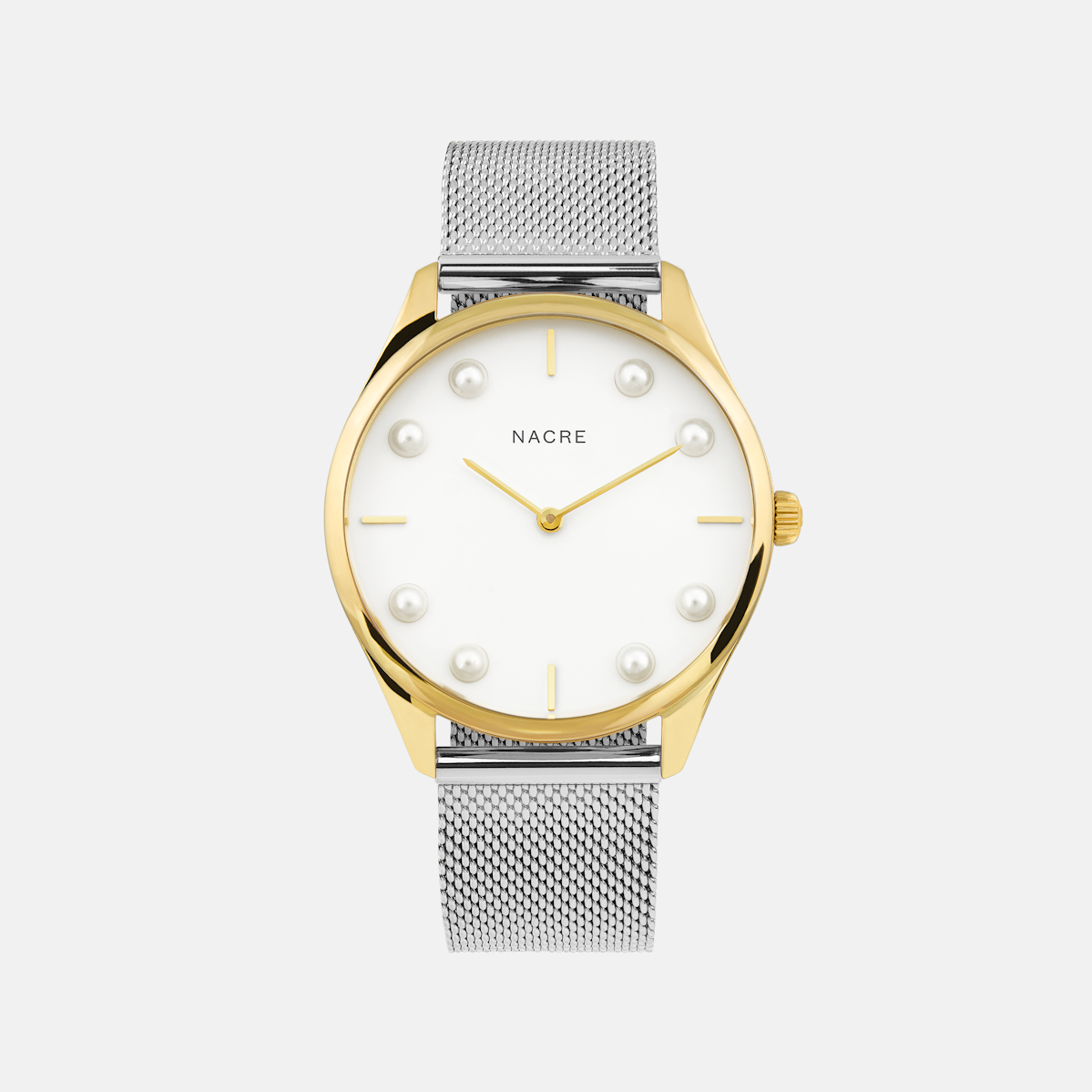 Lune 8 - Gold and White - Stainless Steel Mesh