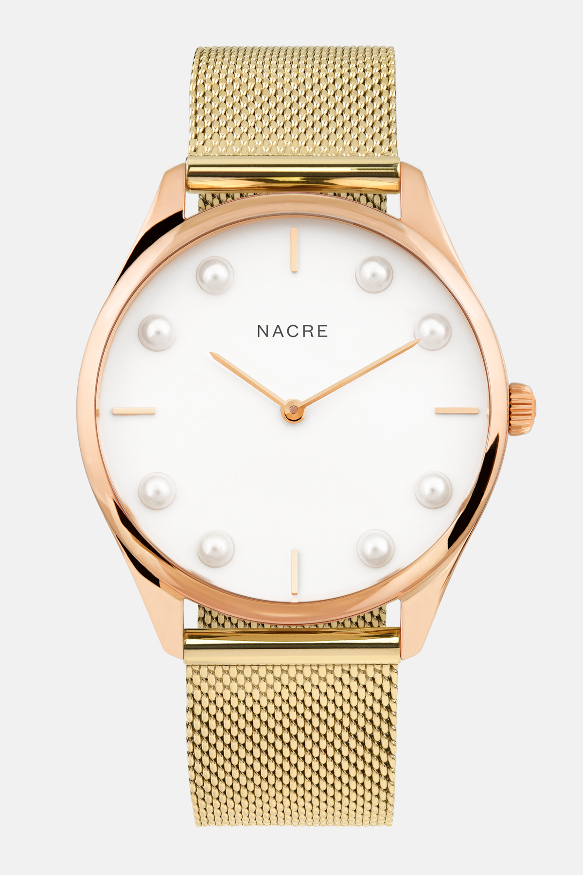 Lune 8 - Rose Gold and White - Gold Mesh
