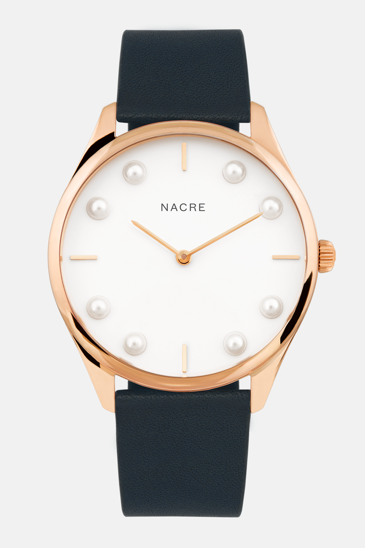 Lune 8 - Rose Gold and White - Navy Leather