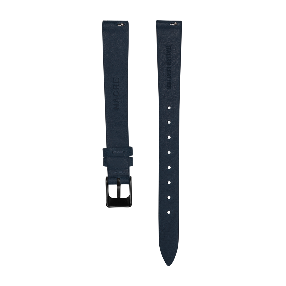 Strap - Italian Leather - Navy Leather - Matte Black - 12mm