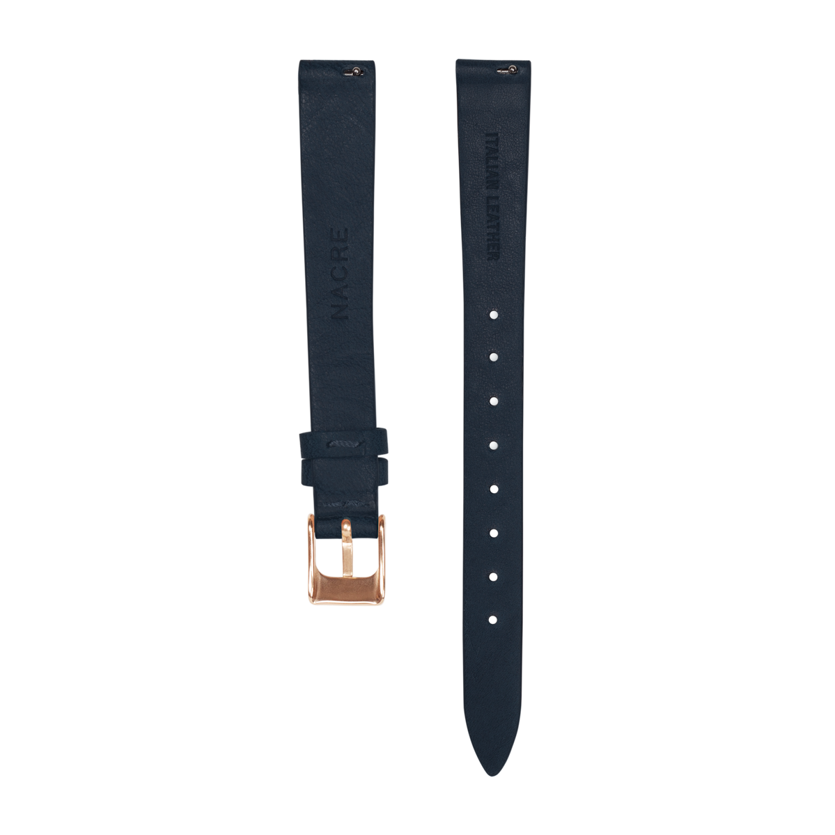Strap - Italian Leather - Navy Leather - Rose Gold - 12mm