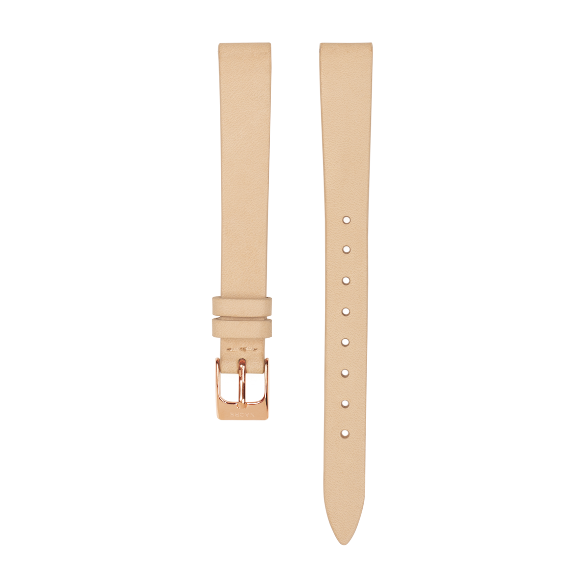Strap - Italian Leather - Black Leather - Rose Gold - 12mm