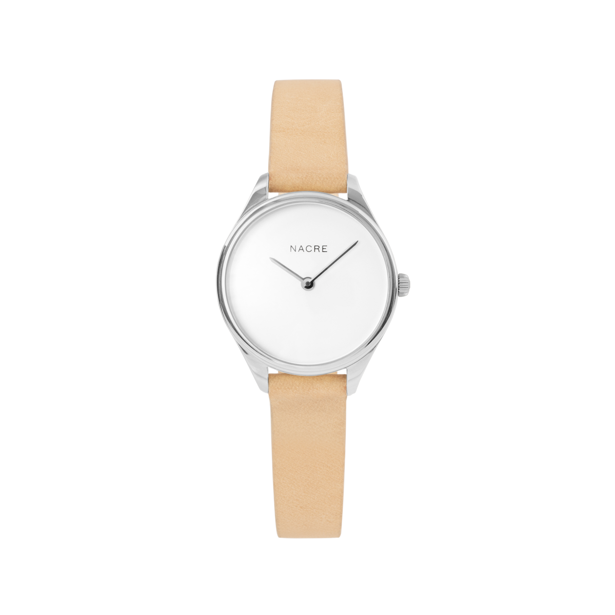 Mini Lune - Stainless Steel - Natural Leather
